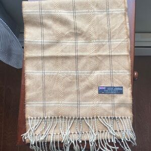 Cashmere Made in Scotland Women’s Tan Scarf with Fringe Gift Stocking Stuffer